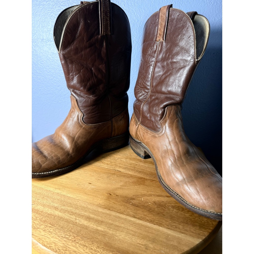 Hondo Boots Western Cowboy Mens 9.5 E (Wide)Brown Good Two Tone Leather 8752 - Picture 10 of 13